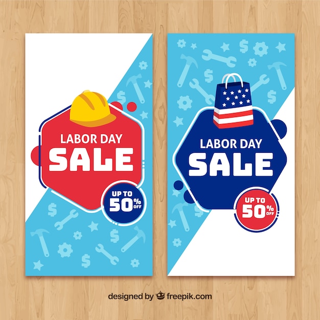 Labor day sale banners in flat style