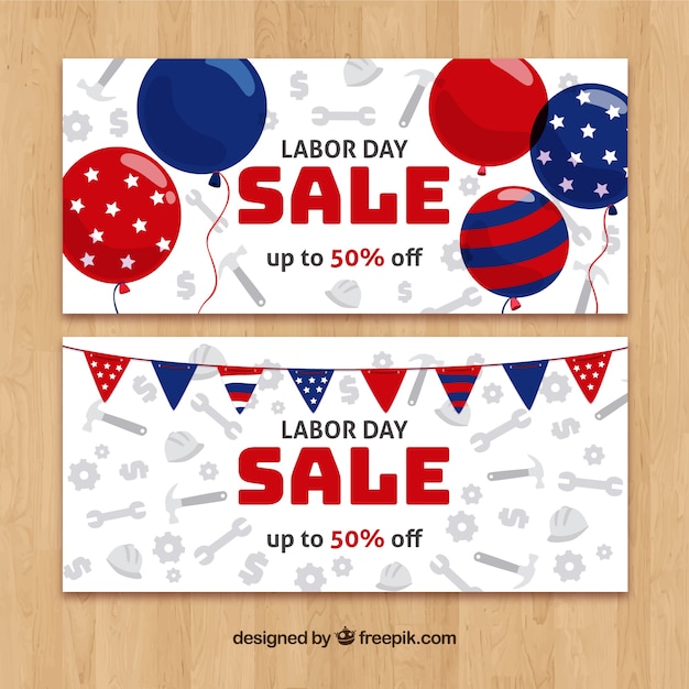 Labor day sale banners with balloons