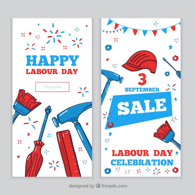 Labor day sale banners with tools