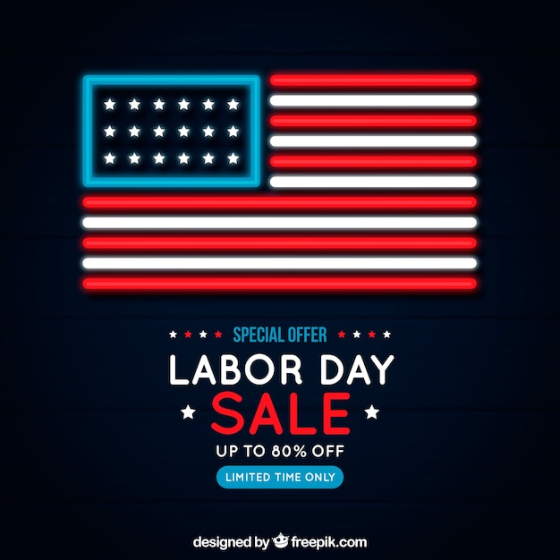 Labor day sale composition with neon
style