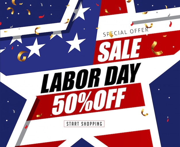 Premium Vector Labor day sale promotion advertising banner template.