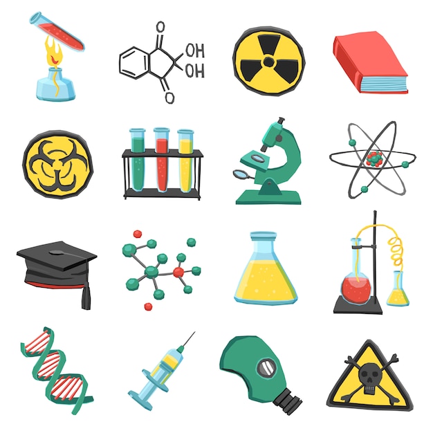Download Laboratory chemistry icon set Vector | Free Download