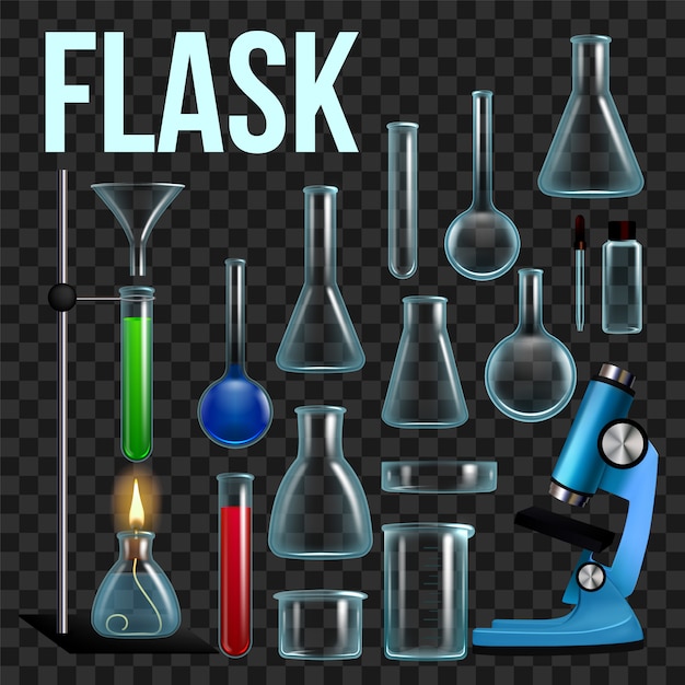 Laboratory flask set Premium Vector