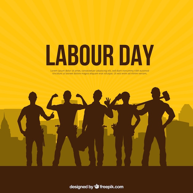 Premium Vector Labour Day Background With Silhouettes People