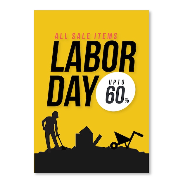 Free Vector Labour Day Card With Creative Design And Yellow Background