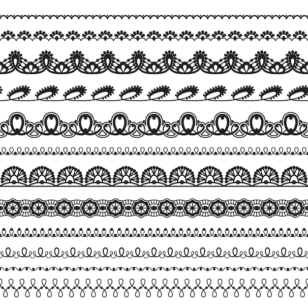 Download Lace borders set. Vector | Premium Download