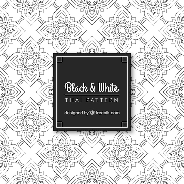 Lack and white thai pattern with elegant design Free Vector