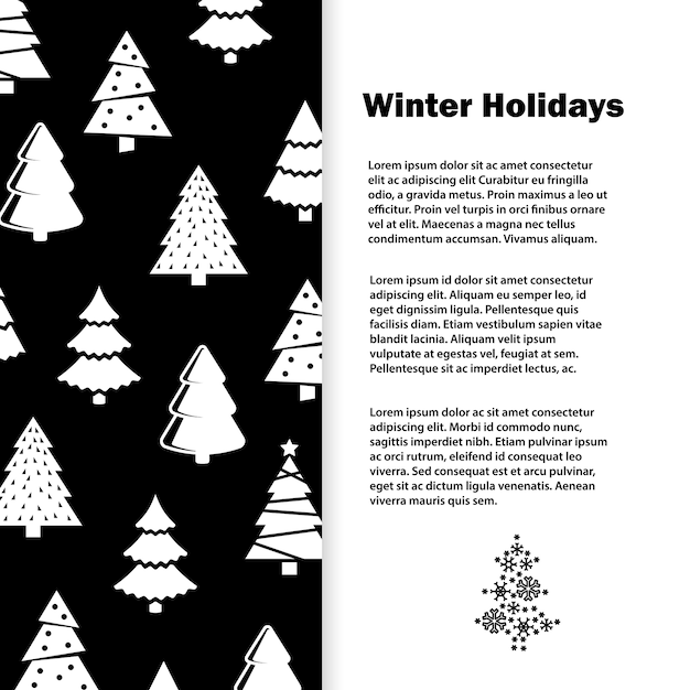 Download Premium Vector Laconic Black And White Winter Holidays Banner Template With Stylish Christmas Tree Illustration PSD Mockup Templates