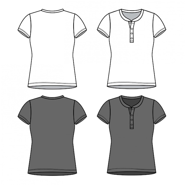 Premium Vector | Ladies t shirt fashion flat sketch template