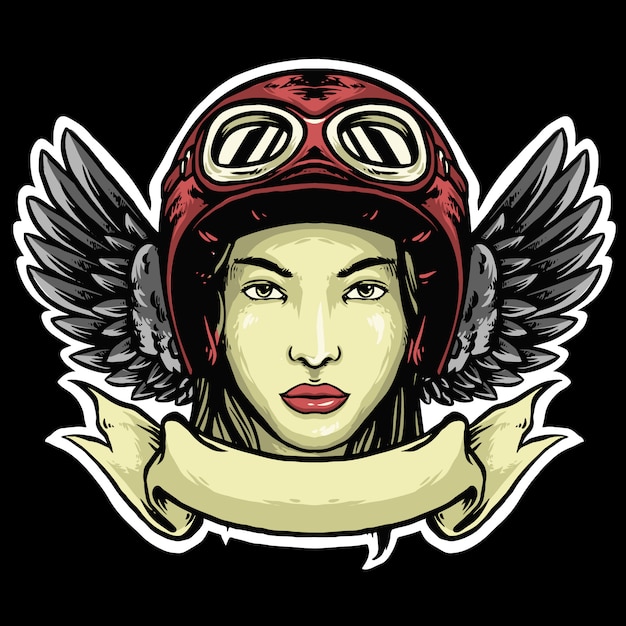Download Free Lady Biker With Helmet And Wings Logo Vintage Design Premium Vector Use our free logo maker to create a logo and build your brand. Put your logo on business cards, promotional products, or your website for brand visibility.