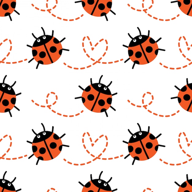 Download Ladybug seamless pattern. Vector | Premium Download