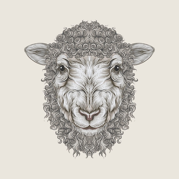 Premium Vector Lamb head in hand drawing