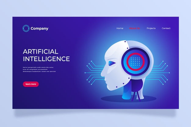 Landing page artificial intelligence template Vector Free Download