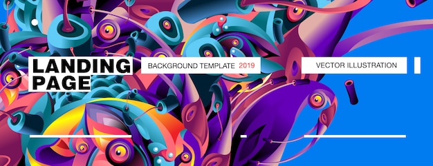 Landing page background template colorful abstract liquid illustration. Premium Vector