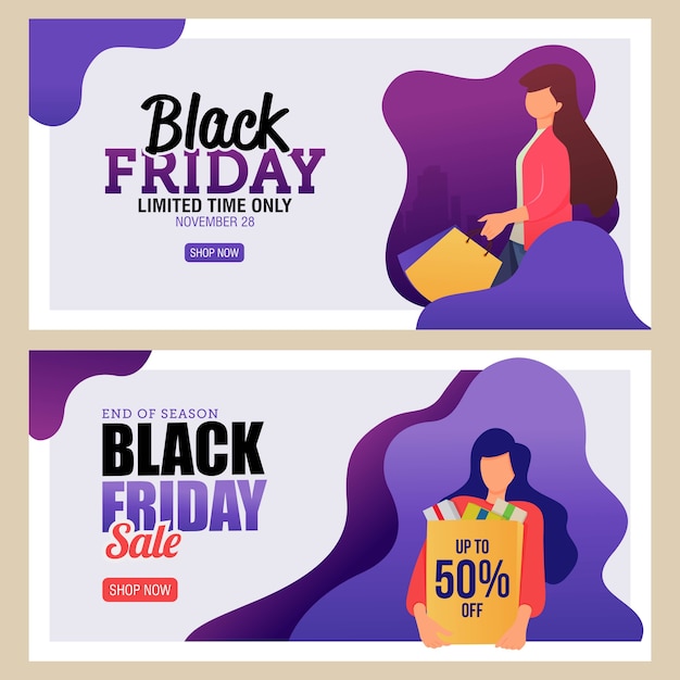 Landing page black friday sale banner | Premium Vector