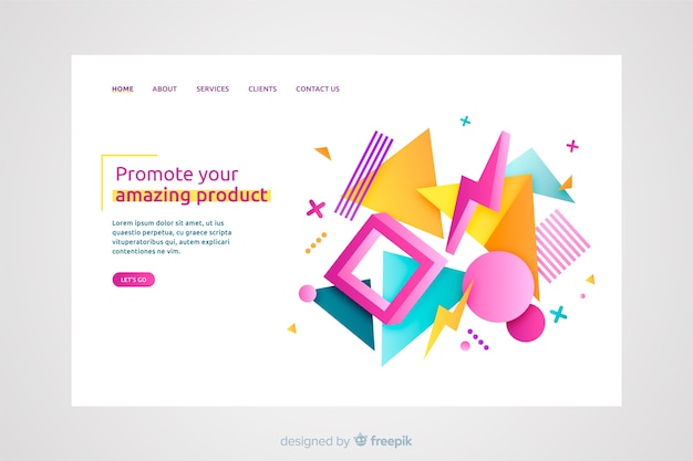 Landing page concept with geometric shapes Free Vector