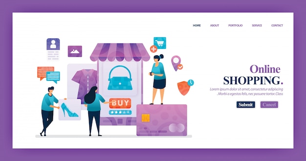 Premium Vector Landing Page Template Of Shopping Online Concept E