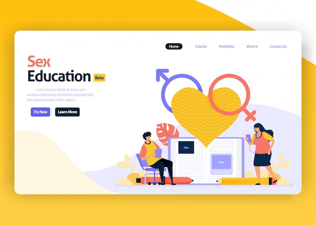 Landing Page Illustration Of Sex Education Premium Vector