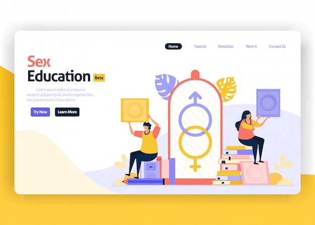 Premium Vector Landing Page Illustration Of Sex Education