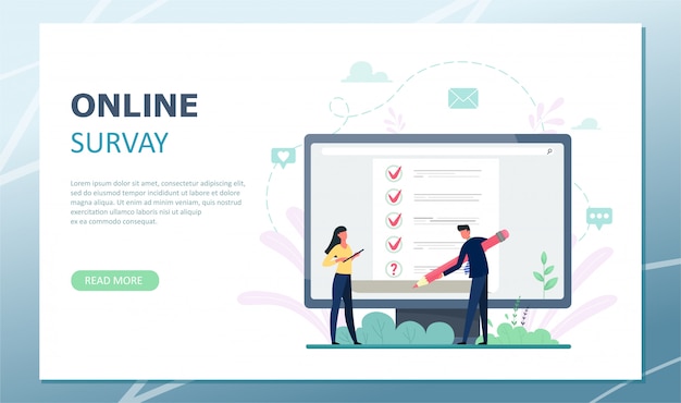 Download Free Landing Page Survey Illustration Concept Of Flat Mini Persons Use our free logo maker to create a logo and build your brand. Put your logo on business cards, promotional products, or your website for brand visibility.