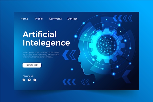 Landing page template artificial intelligence Vector | Free Download