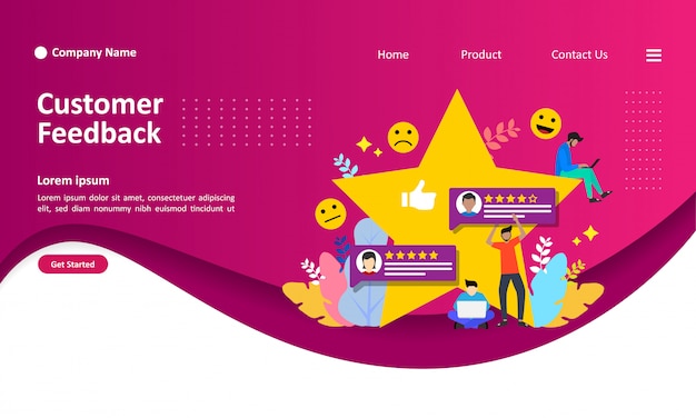 Landing page template of customer feedback vector illustration Premium Vector