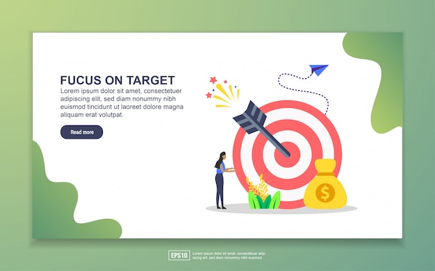 Landing page template of focus on target. modern flat design concept of web page design for website and mobile website Premium Vector