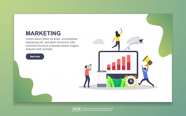 Landing page template of marketing. modern flat design concept of web page design for website and mobile website Premium Vector