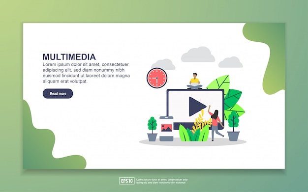 Landing page template of multimedia. modern flat design concept of web page design for website and mobile website Premium Vector