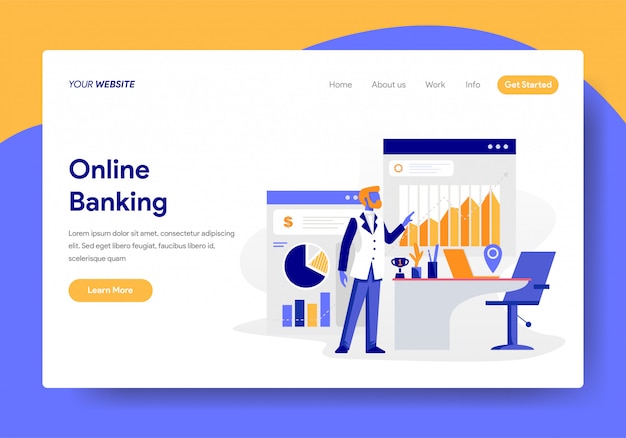 Premium Vector | Landing page template of online banking concept