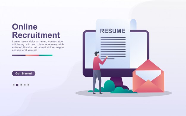 Premium Vector | Landing Page Template Of Online Recruitment In ...