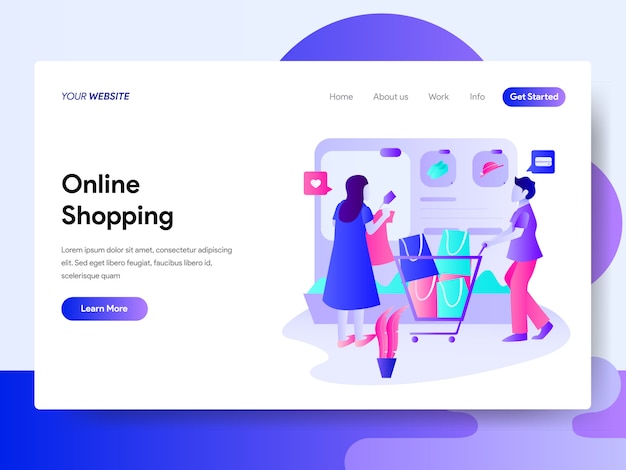 Premium Vector | Landing page template of online shopping