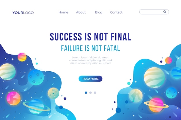 Landing page template of the universe Free Vector