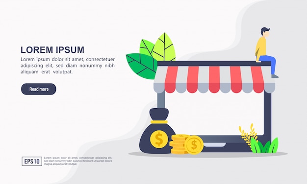 Landing page template. vector illustration of online shopping & e commerce concept with