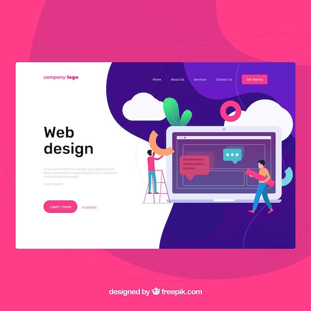 Download Landing page template with web design concept | Free Vector