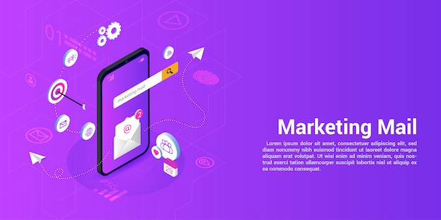 Landing page web template for marketing mail or mailing agencies Premium Vector