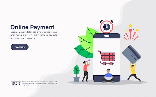 Landing page web template of online payment Premium Vector