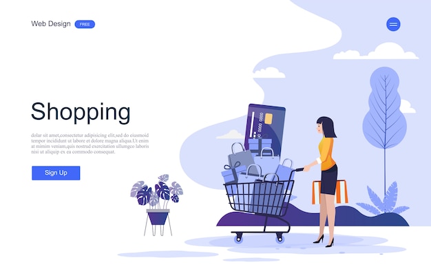 Premium Vector | Landing page web template for online shopping and services