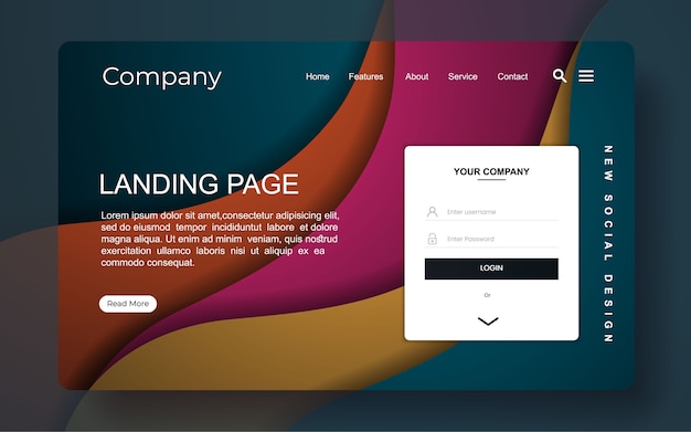 Premium Vector | Landing Page With Abstract Background