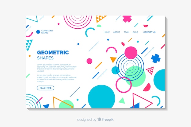 Landing page with geometric shapes Free Vector