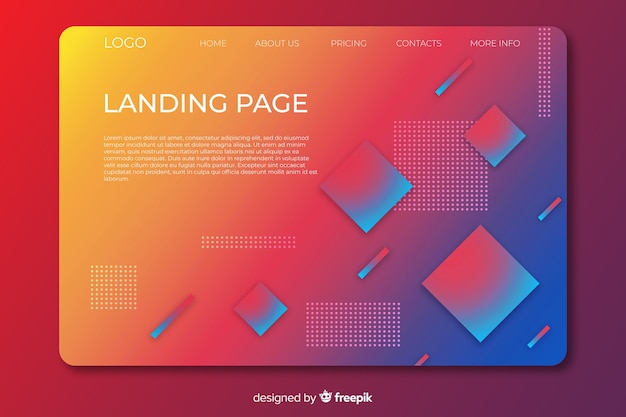 Landing page with gradient geometric shapes Free Vector