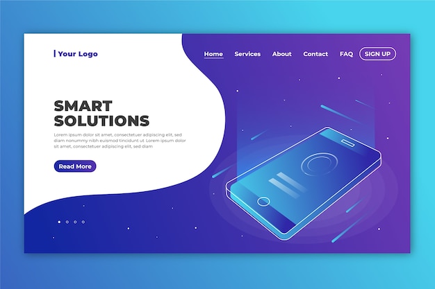 Free Vector | Landing page with smartphone with gradient