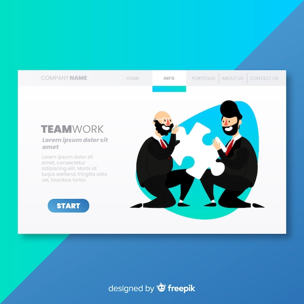 Landing page with teamwork concept