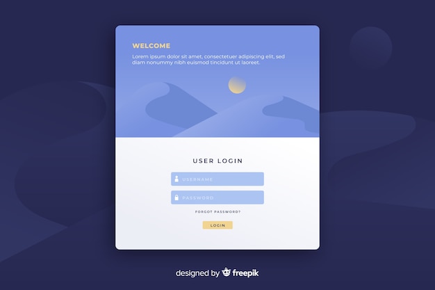 Free Vector | Landing page with user login form