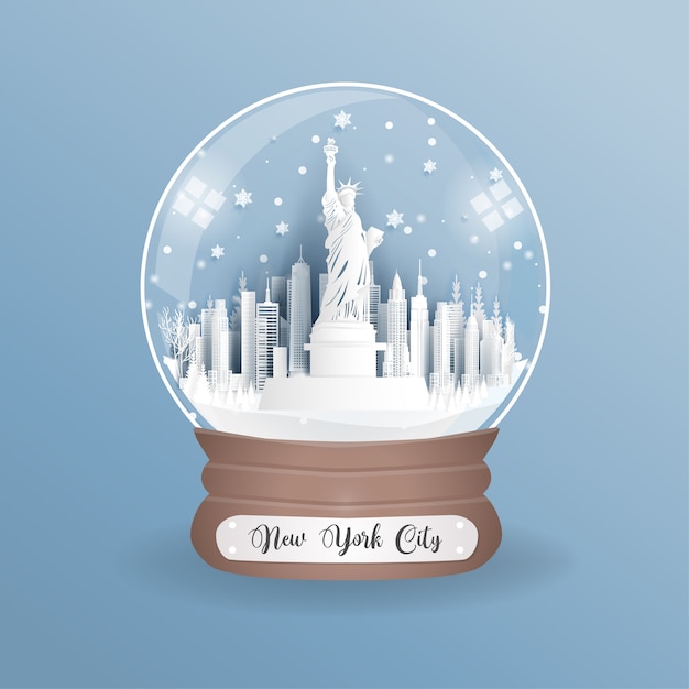 Premium Vector | Landmark of new york city, america in a globe.