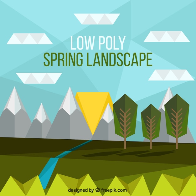 Landscape background in low poly style