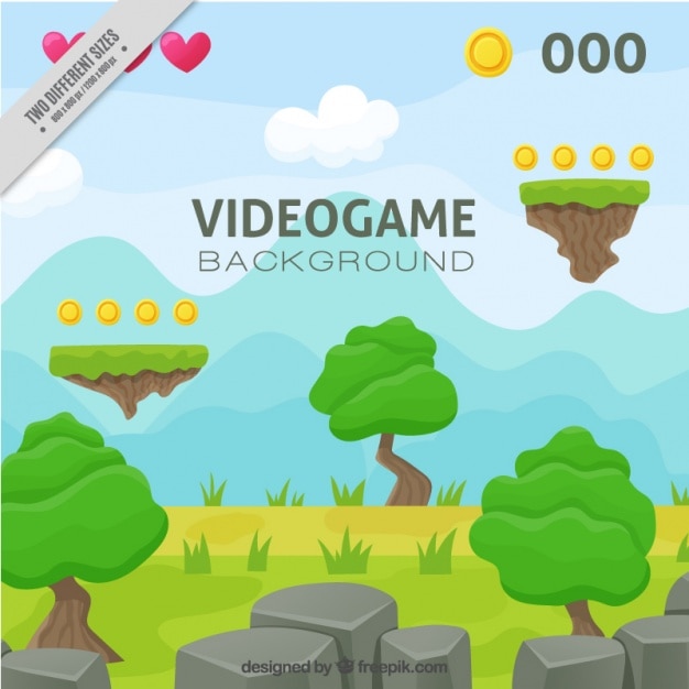 Landscape background of platform video\
game