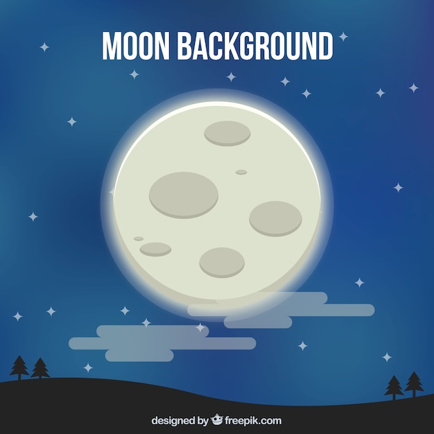 Landscape background with moon