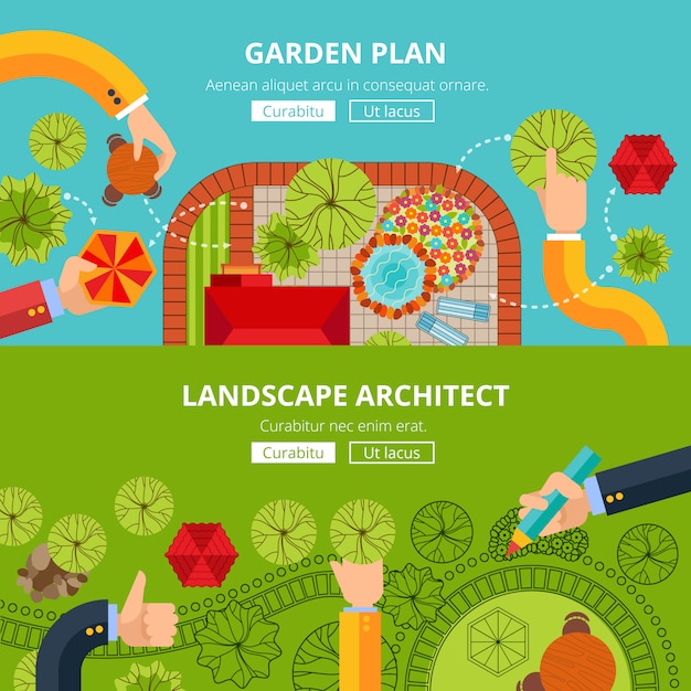 Landscape garden design concept poster