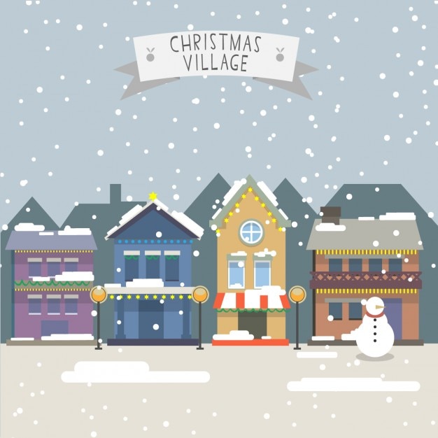 Download Landscape of christmas village Vector | Free Download